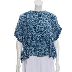 Natalie Martin 100% silk blue coral top